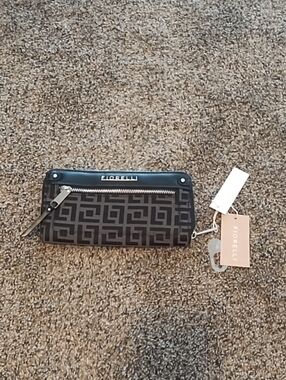 Fiorelli Black Geometric Zip Wallet with Wrist Strap